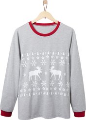 Frisco Gray Fair Isle Moose Unisex Adult Pajama Jersey Top, X-Large