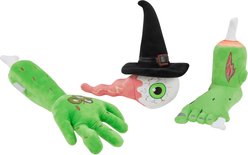 Frisco Halloween Body Parts Plush Squeaky Dog Toy, Medium/Large, 3 count
