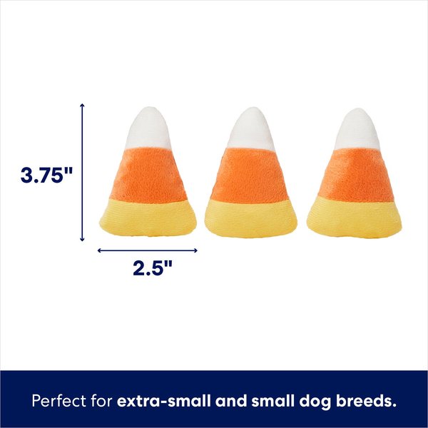 Show full view: Frisco Halloween Candy Corn Plush Squeaky Dog Toy, X-Small/Small, 3 count slide 2 of 7