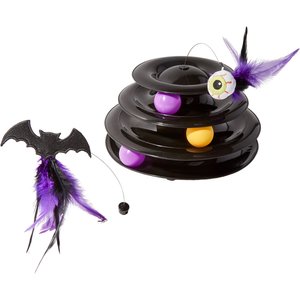 Frisco Halloween Cat Tracks Cat Toy, Bat & Eyeball with Feathers & Catnip