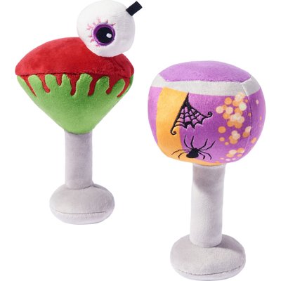 Frisco Frisco Halloween Cocktail Plush Squeaky Dog Toy, Medium, 2 count