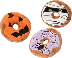 Frisco Halloween Donuts Plush Squeaky Dog Toy, X-Small/Small, 3 count