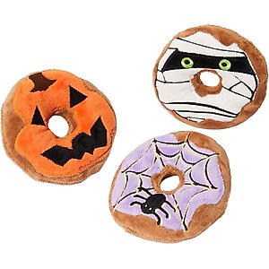 Frisco Halloween Donuts Plush Squeaky Dog Toy, X-Small/Small, 3 count