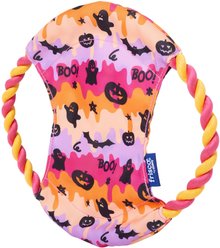 Frisco Halloween Fetch Fabric & Rope Flyer Dog Toy, Ghost Swirl, Medium/Large