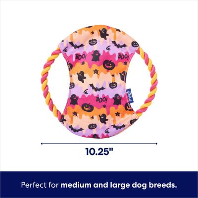 Show full view: Frisco Halloween Fetch Fabric & Rope Flyer Dog Toy, Ghost Swirl, Medium/Large slide 2 of 6