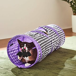 Frisco Halloween Foldable Play Tunnel Cat Toy with Silvervine & Catnip, Checkered slide 1 of 4