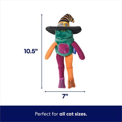 Show full view: Frisco Halloween Frog in Witch Hat Plush Kicker Cat Toy with Catnip slide 2 of 6