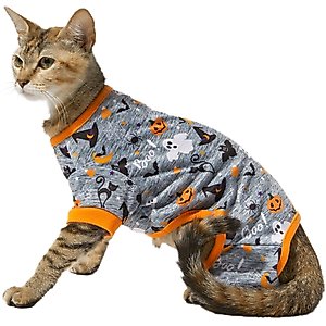 Frisco Halloween Ghost, Bat, Pumpkin, and Witch Patterned Dog & Cat Jersey PJs, Small