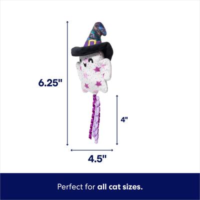 Show full view: Frisco Halloween Ghost in Witch Hat Plush Kicker Cat Toy with Catnip slide 2 of 6