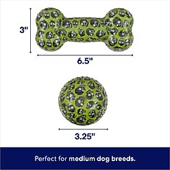Frisco Halloween Glow in the Dark TPR Squeaky Bone & Ball Dog Toy, Medium, 2 count slide 2 of 6