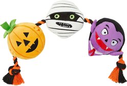 Frisco Halloween Haunted Friends Plush with Rope Squeaky Dog Toy, Large