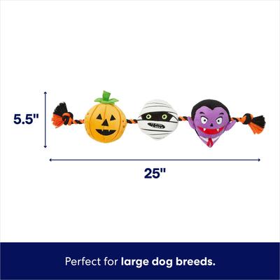 Show full view: Frisco Halloween Haunted Friends Plush with Rope Squeaky Dog Toy, Large slide 2 of 7