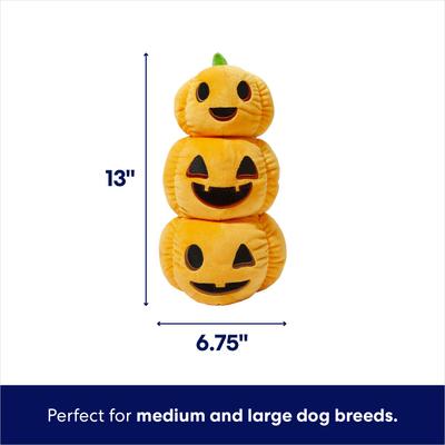 Show full view: Frisco Halloween Jack-o-Lantern Tower Bottle Cruncher Plush Squeaky Dog Toy, Medium/Large slide 2 of 7