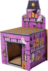 Frisco Halloween Mansion Cardboard Cat House with Silvervine & Catnip, 2-Story, Haunted Fun House