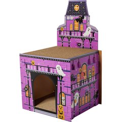 Frisco Halloween Mansion Cardboard Cat House with Silvervine & Catnip, 2-Story, Haunted Fun House
