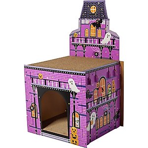 Frisco Halloween Mansion Cardboard Cat House with Silvervine & Catnip, 2-Story, Haunted Fun House