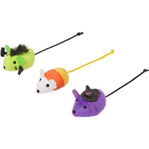 Frisco Halloween Monster Mice Plush Cat Toy with Silvervine & Catnip, 3 count