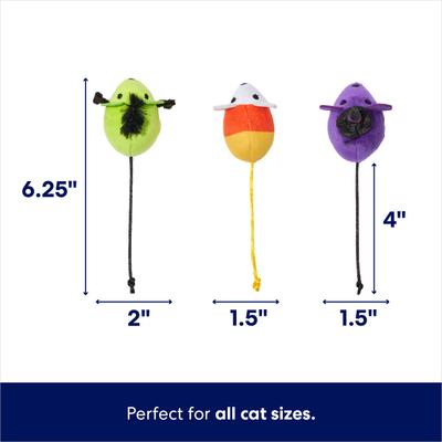 Show full view: Frisco Halloween Monster Mice Plush Cat Toy with Silvervine & Catnip, 3 count slide 2 of 6