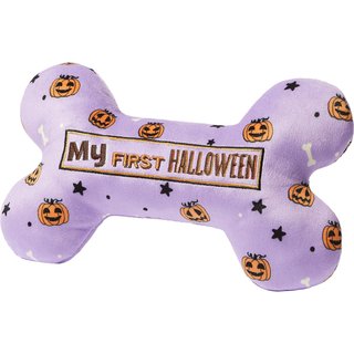 Frisco Halloween My First Halloween Bone Reversible Plush Squeaky Dog Toy, Medium slide 1 of 6