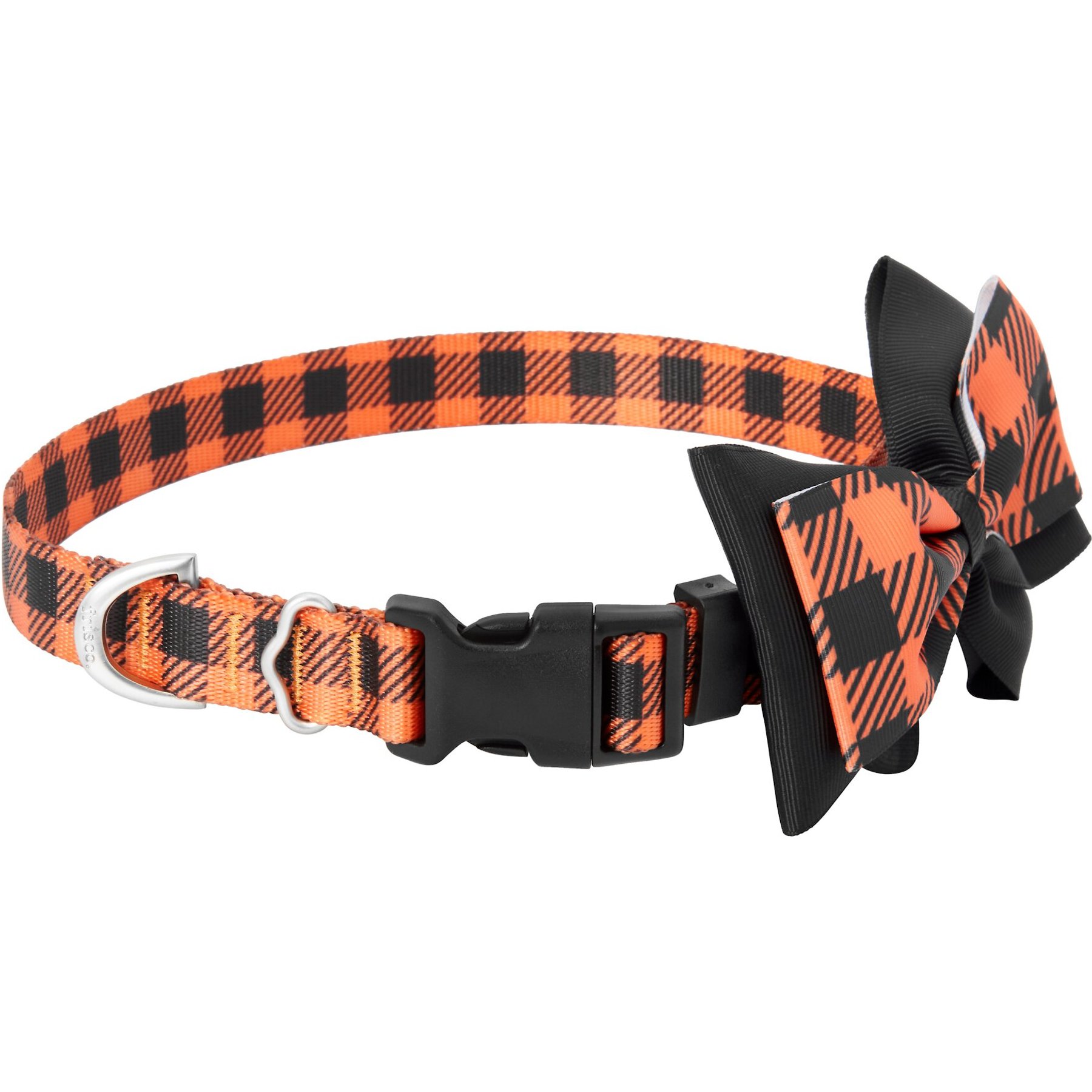 Frisco Halloween Plaid Dog Collar with Bow, Small