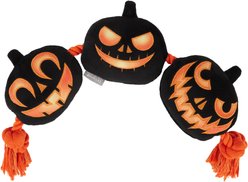 Frisco Halloween Pumpkins Plush with Rope Squeaky Dog Toy, Large/X-Large