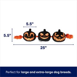 Frisco Halloween Pumpkins Plush with Rope Squeaky Dog Toy, Large/X-Large slide 2 of 5