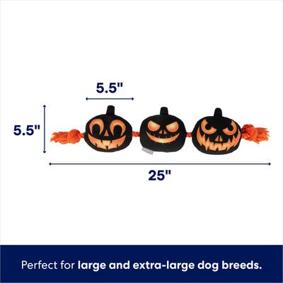 Show full view: Frisco Halloween Pumpkins Plush with Rope Squeaky Dog Toy, Large/X-Large slide 2 of 7