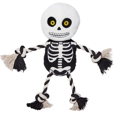 Frisco Frisco Halloween Skeleton Plush with Rope Squeaky Dog Toy, Medium/Large