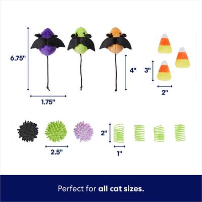Show full view: Frisco Halloween Spring, Moppy Ball & Plush Variety Pack Cat Toy with Catnip, 13 count slide 2 of 6