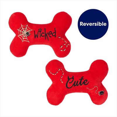 Show full view: Frisco Halloween Wicked Cute Bone Reversible Plush Squeaky Dog Toy, Medium slide 4 of 9