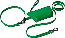 Frisco Hands Free Dog Leash with Removable Phone Pouch, Green, X-Small/Small