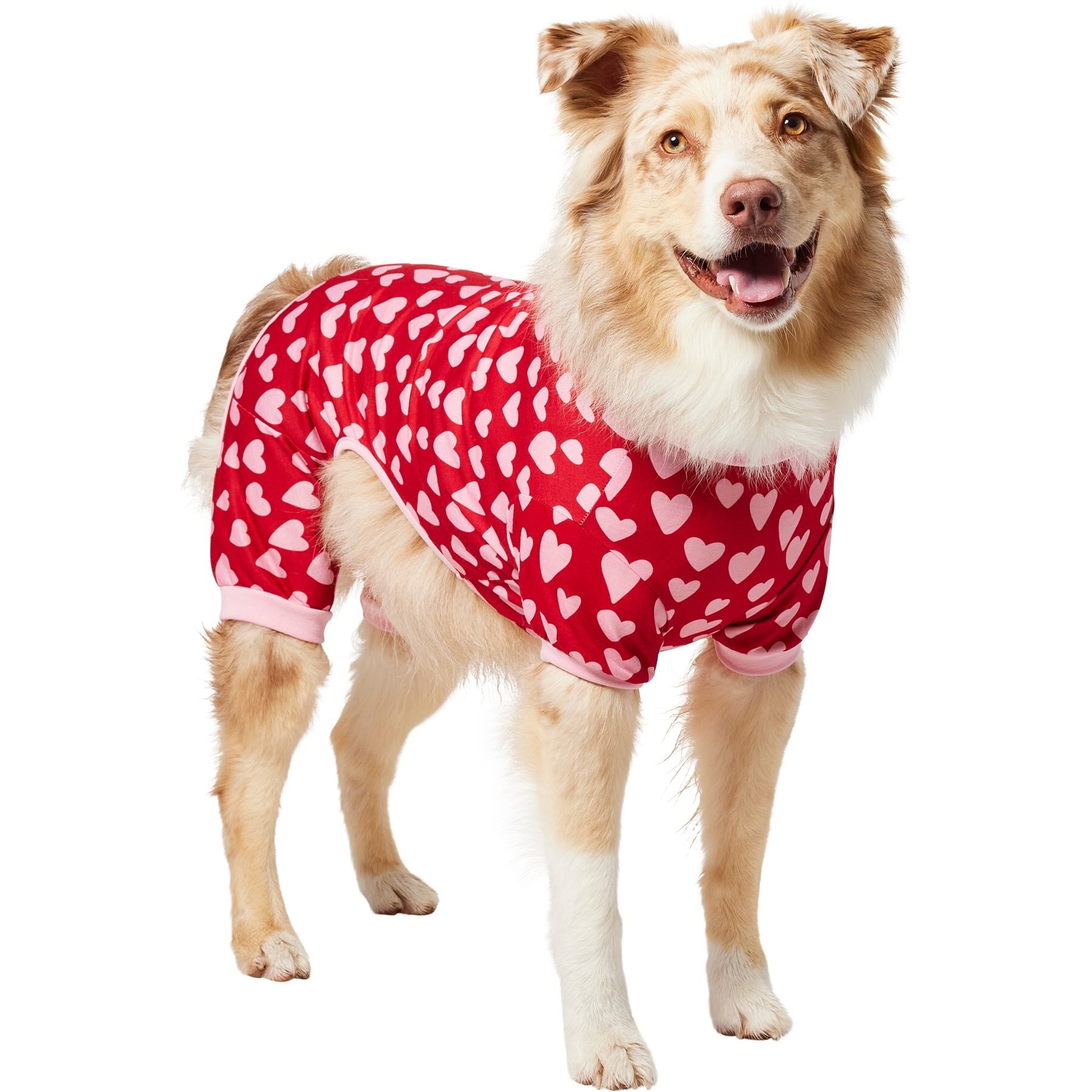 Frisco Valentine's Heart Print Dog & Cat Jersey Pajamas, X-Large