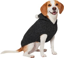 Frisco Heathered Chunky Dog & Cat Hooded Sweater, Black, Medium