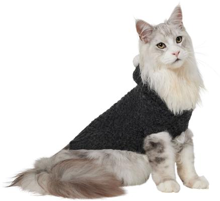 Show full view: Frisco Heathered Chunky Dog & Cat Hooded Sweater, Black, Medium slide 3 of 9