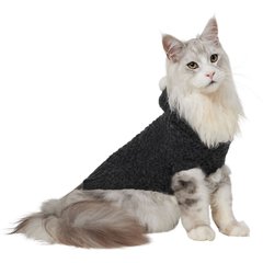 Frisco Heathered Chunky Dog & Cat Hooded Sweater, Black, Small