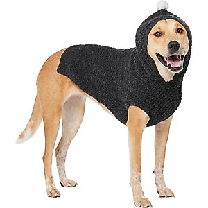 Frisco Heathered Chunky Dog & Cat Hooded Sweater, Black, X-Large