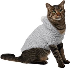 Frisco Heathered Chunky Dog & Cat Hooded Sweater, Gray, Small