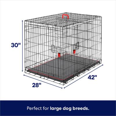 Show full view: Frisco Heavy Duty Enhanced Lock Double Door Fold & Carry Wire Dog Crate & Mat Kit, Red, Large slide 2 of 9