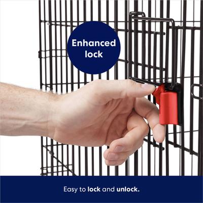 Show full view: Frisco Heavy Duty Enhanced Lock Double Door Fold & Carry Wire Dog Crate & Mat Kit, Red, Medium slide 5 of 9