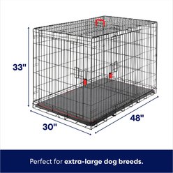 Frisco Heavy Duty Enhanced Lock Double Door Fold & Carry Wire Dog Crate & Mat Kit, Red, X-Large slide 2 of 8