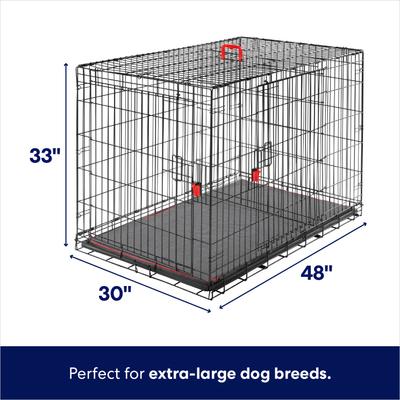 Show full view: Frisco Heavy Duty Enhanced Lock Double Door Fold & Carry Wire Dog Crate & Mat Kit, Red, X-Large slide 3 of 10