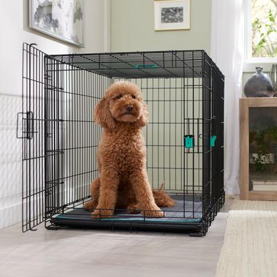 Frisco Heavy Duty Enhanced Lock Double Door Fold & Carry Wire Dog Crate & Mat Kit