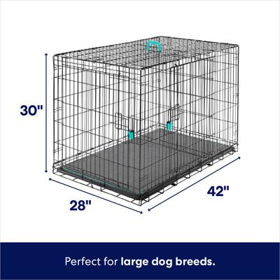 Frisco Heavy Duty Enhanced Lock Double Door Fold & Carry Wire Dog Crate & Mat Kit