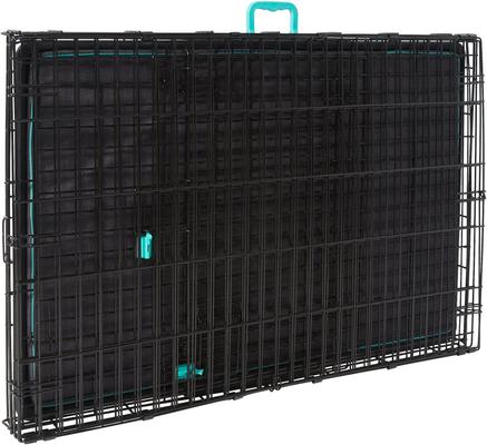 Show full view: Frisco Heavy Duty Enhanced Lock Double Door Fold & Carry Wire Dog Crate & Mat Kit, Teal, Large slide 7 of 9