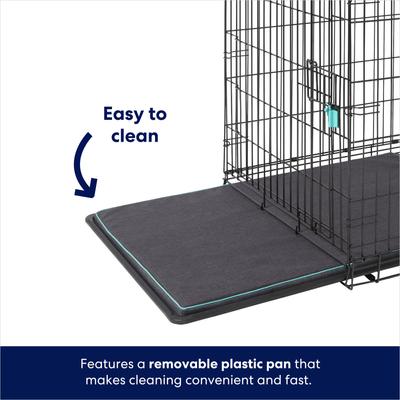 Show full view: Frisco Heavy Duty Enhanced Lock Double Door Fold & Carry Wire Dog Crate & Mat Kit, Teal, Med/Large slide 5 of 10