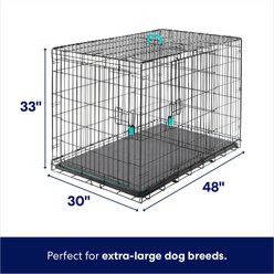 Frisco Heavy Duty Enhanced Lock Double Door Fold & Carry Wire Dog Crate & Mat Kit, Teal, X-Large slide 2 of 8