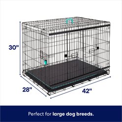 Frisco Heavy Duty Enhanced Lock Sliding Double Door Fold & Carry Wire Dog Crate & Mat Kit, Large slide 2 of 7