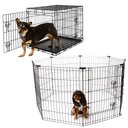 Frisco Heavy Duty Fold & Carry Double Door Collapsible Wire Dog Crate, 30 inch & Frisco Wire Dog Exercise Pen with Step-Through Door, Black, 30-in