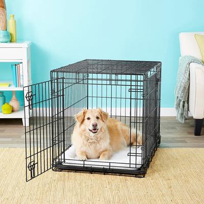 Show full view: Frisco Heavy Duty Fold & Carry Double Door Collapsible Wire Dog Crate, 36 inch & Frisco Micro Terry Dog Crate Mat, Taupe, 36-in slide 3 of 6