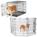 Frisco Heavy Duty Fold & Carry Double Door Collapsible Wire Dog Crate, 36 inch & Frisco Wire Dog Exercise Pen with Step-Through Door, Black, 36-in